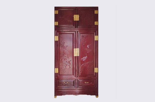 荣昌高端中式家居装修深红色纯实木衣柜